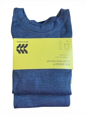 All In Motion Heather Blue Thermal Set Mid Waist Comfort Waist NWT Size 10-12